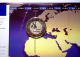 5.291 MAREA BRITANIE MILLENNIUM GREENWICH MERIDIAN 5 POUNDS 1999 UNC IN FOLDER, Europa, Cupru-Nichel