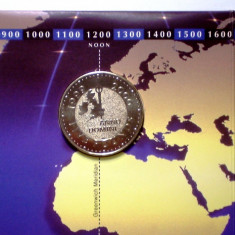 5.291 MAREA BRITANIE MILLENNIUM GREENWICH MERIDIAN 5 POUNDS 1999 UNC IN FOLDER