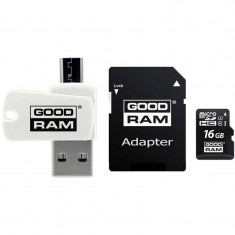 Card Goodram M1A4 MicroSD 16GB Clasa 10 cu Adaptor OTG USB 2.0 si Adaptor SD foto