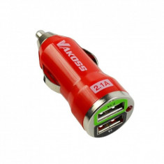 Incarcator auto Vakoss TP-2465UR 2x USB Red foto