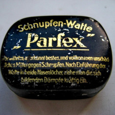 Parfex Schnupen Watte- vata de lana-Cutie veche metalica. Marimi: 4/3cm.
