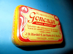 Cutie veche Gonosan Medicamente-Farmacie Spania. A.G. Farben Germania. foto