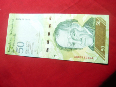 Bancnota 50 Bolivari Venezuela 2015 cal.f.buna foto