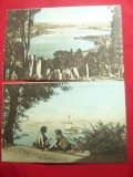 2 Ilustrate Constantinopol- Cimitir Turc si Turnul Leandru ,inc.sec.XX Ed.Azikri