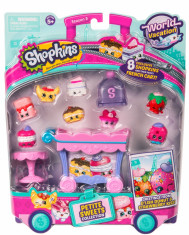 Shopkins, mini dulciuri asortate si carucior, 8 figurine Pink foto