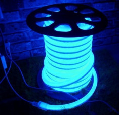 Tub luminos Neon Flex simplu , Furtun Luminos Flexibil LED 1 m albastru foto