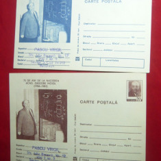 2 Carti Postale ilustrate - 75 Ani de la nasterea Acad. Gr.Moisil , cod 060/81