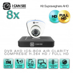 Kit Supraveghere Video AHD ICS-KU130-8A cu 8 camere ICSA-UHD1300 + DVR ICS-BOX AIR CLARITY HD 8 Transmisie pe Internet foto