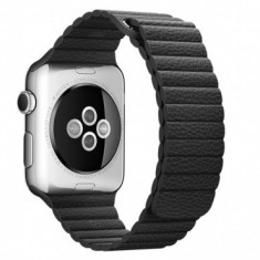 Curea piele pentru Apple Watch 38mm iUni Black Leather Loop MediaTech Power foto