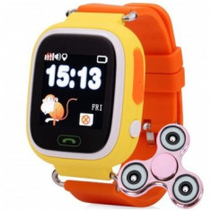 Ceas Gps Copii iUni Kid100, Touchscreen, BT, Telefon incorporat, Buton SOS, Orange + Cadou Spinner MediaTech Power foto