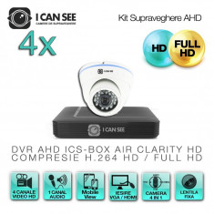 Kit Supraveghere Video AHD ICS-KU100-4A cu 4 camere ICSA-UHD1000 + DVR ICS-BOX AIR CLARITY V1 Transmisie pe Internet foto