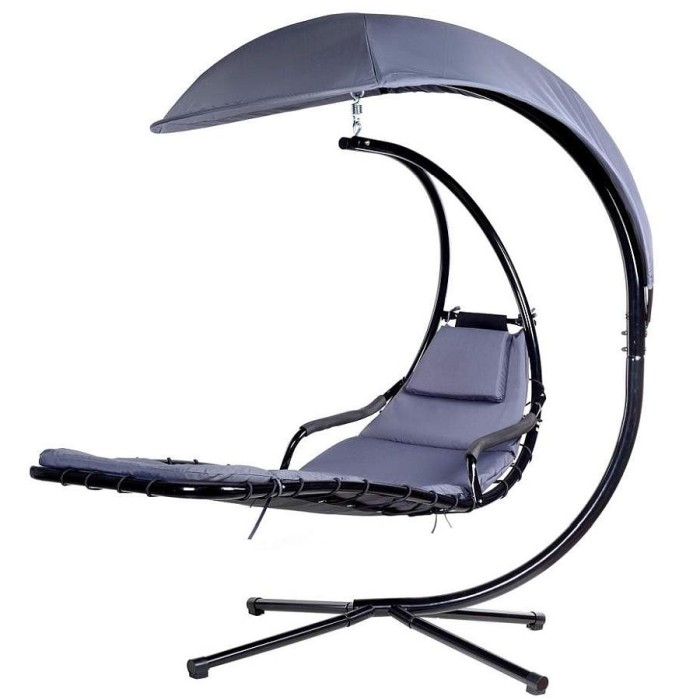 Balansoar tip Sezlong cu Umbrela, Saltea si Perinita Confortabile, Cadru Metalic, Culoare Gri foto mare Balansoar tip Sezlong cu Umbrela, Saltea si Perinita Confortabile, Cadru Metalic, Culoare Gri foto mare