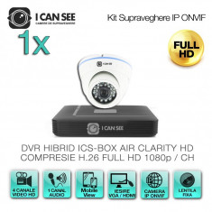 Kit Supraveghere Video IP ICS-KIP240-1A cu 1 camera ICSA-IP2400S + DVR ICS-BOX AIR CLARITY V1 Transmisie pe Internet foto