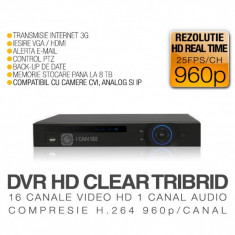 Video Recorder ICanSee Tribrid model ICS-HD CLEAR TRIBRID 16 Canale Video 1 Canal Audio Rezolutie HD Vizualizare pe Internet foto