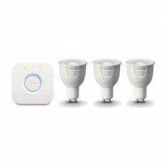 Iluminat Inteligent Smart Home KIT 3 becuri LED Philips Hue, putere 6.5W, dulie GU10, Alb si Color Ambiance Control Wireless foto