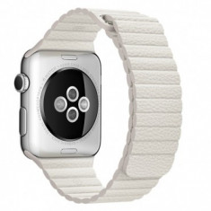 Curea piele pentru Apple Watch 38mm iUni White Leather Loop MediaTech Power foto