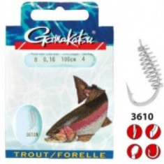 Carlige legate XX CARLIG GAMAKATSU LEGAT TROUT SPIRAL 0,22MM 4BUC/PL Fishing Hunting foto