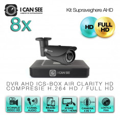 Kit Supraveghere Video AHD ICS-KU210-8MV cu 8 camere ICSMV-UHD2100A + DVR ICS-BOX AIR CLARITY HD 8 Transmisie pe Internet foto