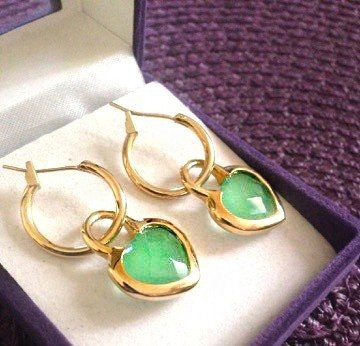 REDUCERE- Cercei Lacatel INIMA placati cu aur galben 18k si JAD VERDE REDUCERE- Cercei Lacatel INIMA placati cu aur galben 18k si JAD VERDE