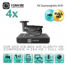 Kit Supraveghere Video AHD ICS-KU100-4MV cu 4 camere ICSMV-UHD1000 + DVR ICS-BOX AIR CLARITY V1 Transmisie pe Internet foto