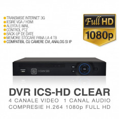 Video Recorder ICanSee HD-CVI model ICS-HD CLEAR 4 Canale Video 1 Canal Audio Rezolutie Full HD Vizualizare pe Internet foto