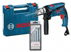 Masina de gaurit Bosch GSB 13 RE + set 4 burghie MultiConstruction in valiza Expert Tools foto