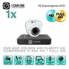 Kit Supraveghere Video AHD ICS-KU210-1AV cu 1 camera ICSAV-UHD2100A + DVR ICS-BOX AIR CLARITY V1 Transmisie pe Internet foto