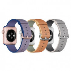 Set 2+1 Gratis, Curele Apple Watch iUni 38 mm Woven Strap, Nylon, Gold Red, White Gray, Electric Purple MediaTech Power foto