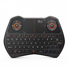Mini tastatura rii i28c, wireless, iluminata, touchpad, pentru computer, smart tv culoare negru Digital Media foto