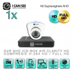 Kit Supraveghere Video AHD ICS-KU210-1A cu 1 camera ICSA-UHD2100A + DVR ICS-BOX AIR CLARITY V1 Transmisie pe Internet foto