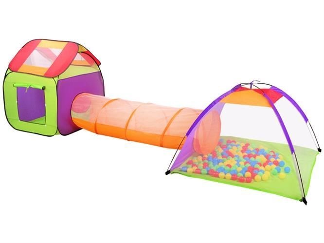 Set Cort de Joaca pentru Copii tip Casuta cu Tunel si 200 de Bile Plastic foto mare Set Cort de Joaca pentru Copii tip Casuta cu Tunel si 200 de Bile Plastic foto mare