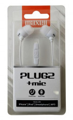 Casca in ureche 3.5mm alb cu microfon Plugz Maxell foto