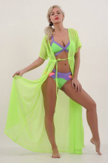 Cardigan plaja din voal lung Verde Neon Exotic Collection foto