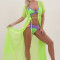 Cardigan plaja din voal lung Verde Neon Exotic Collection