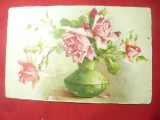 Ilustrata Vaza cu Trandafiri circulat 1931, Circulata, Printata