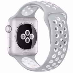 Curea pentru Apple Watch 38 mm Silicon iUni Argintiu-Alb MediaTech Power foto