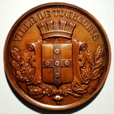 5.292 MEDALIE FRANTA VILLE DE TOURCOING 1883 46mm CUPRU foto