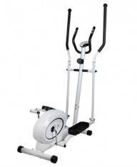 Bicicleta eliptica magnetica antrenament fitness cu afisaj LCD, capacitate 110kg, culoare Alb foto