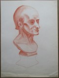 Statueta, Profil de barbat - semnat S.Keunings &#039;68, Portrete, Carbune, Suprarealism