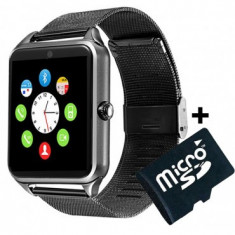 Ceas Smartwatch cu Telefon iUni Z60, Curea Metalica, Touchscreen, BT, Camera, Notificari, Aluminiu + Card MicroSD 4GB Cadou MediaTech Power foto