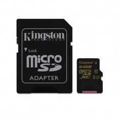 Card Kingston microSDHC 64GB Clasa 10 U3 UHS-I 90 Mbs cu adaptor SD foto