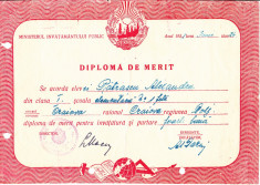 M8RH - DIPLOMA DE MERIT - LICEUL DE FETE - CRAIOVA - EMISA IN ANUL 1951 foto