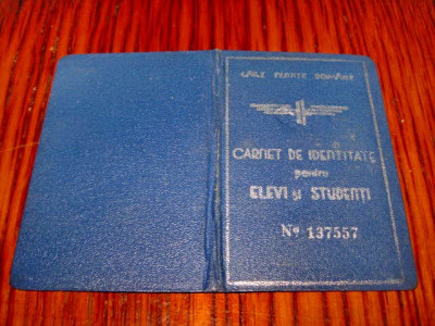 9327-Carnet CFR vechi Elevi-Studenti 1939 stare buna-10/7cm. foto