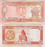 !!! TURKMENISTAN - 1 MANAT (1993) - P 1 - UNC / SERIA AD