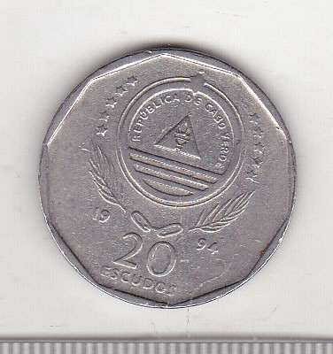 bnk mnd Capul Verde 20 escudo 1994 , flora foto