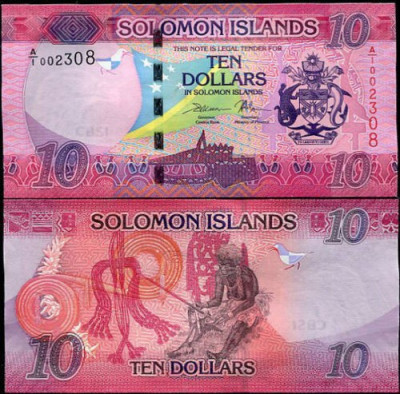 !!! SOLOMON ISLANDS - 10 DOLARI (2017) - P 33 a - UNC / SERIA A/1 foto