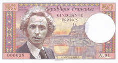 Bancnota Franta 50 Franci 2018 - proba pe hartie cu filigran ( Pierre Richard ) foto