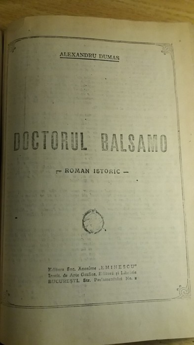 myh 34f - Alexandre Dumas - Doctorul Balsamo - 2 volume
