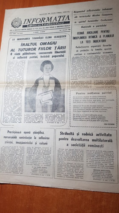 informatia bucurestiului 7 ianuarie 1988-ziua de nastere a elenei ceausescu