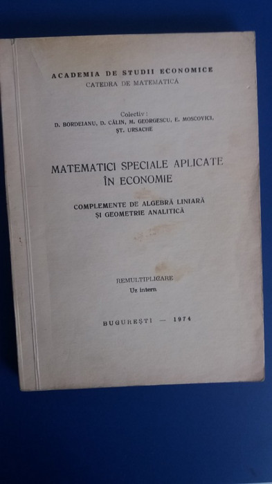 myh 35s - Bordeianu - Curs de matematici superioare aplicate in economie - 1974